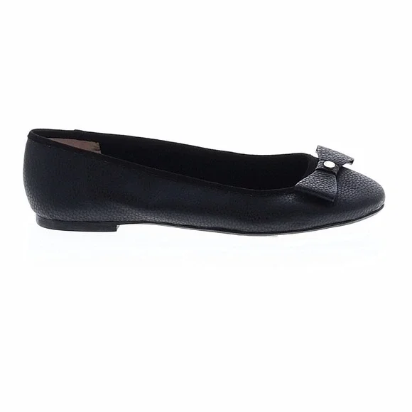 Ted Baker Allyson Bow Leather Ballerina Flats Black EU 39.5 US 9.5 NWOT - Picture 1 of 11